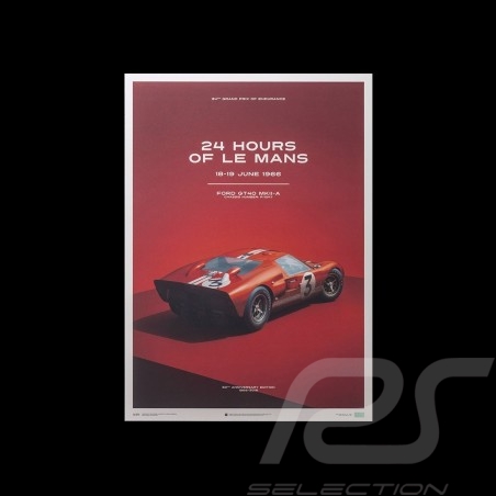 Le Mans Poster Ford GT40 MKII-A 1966 Red
