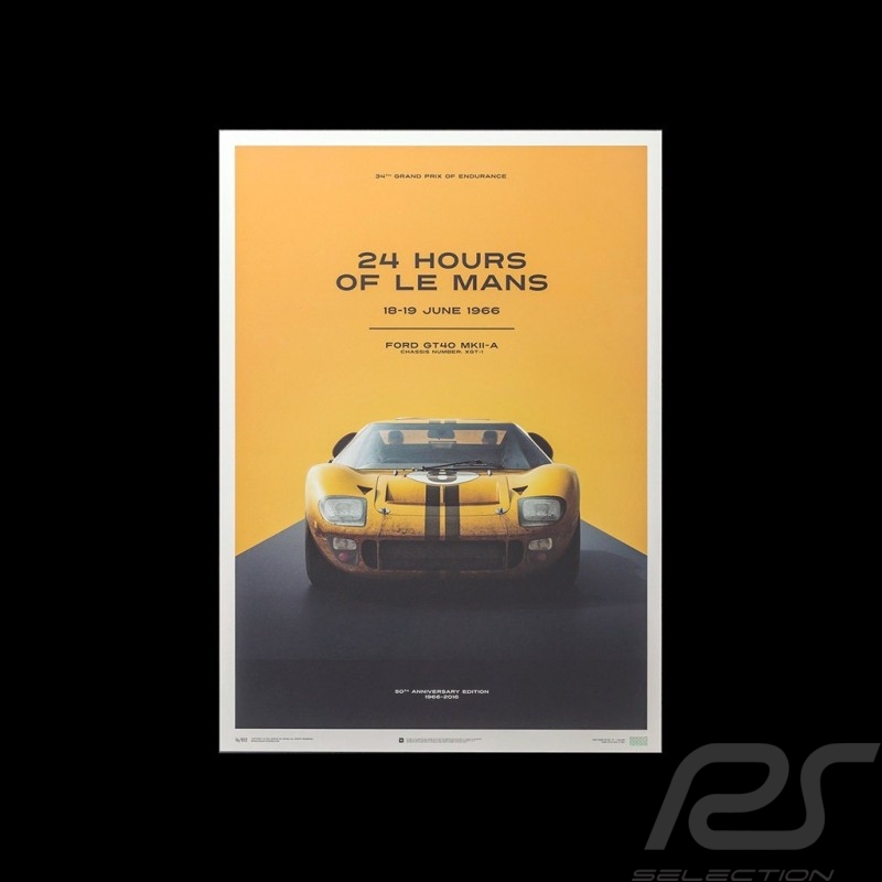 Le Mans Poster Ford GT40 MKII-A 1966 Gelb