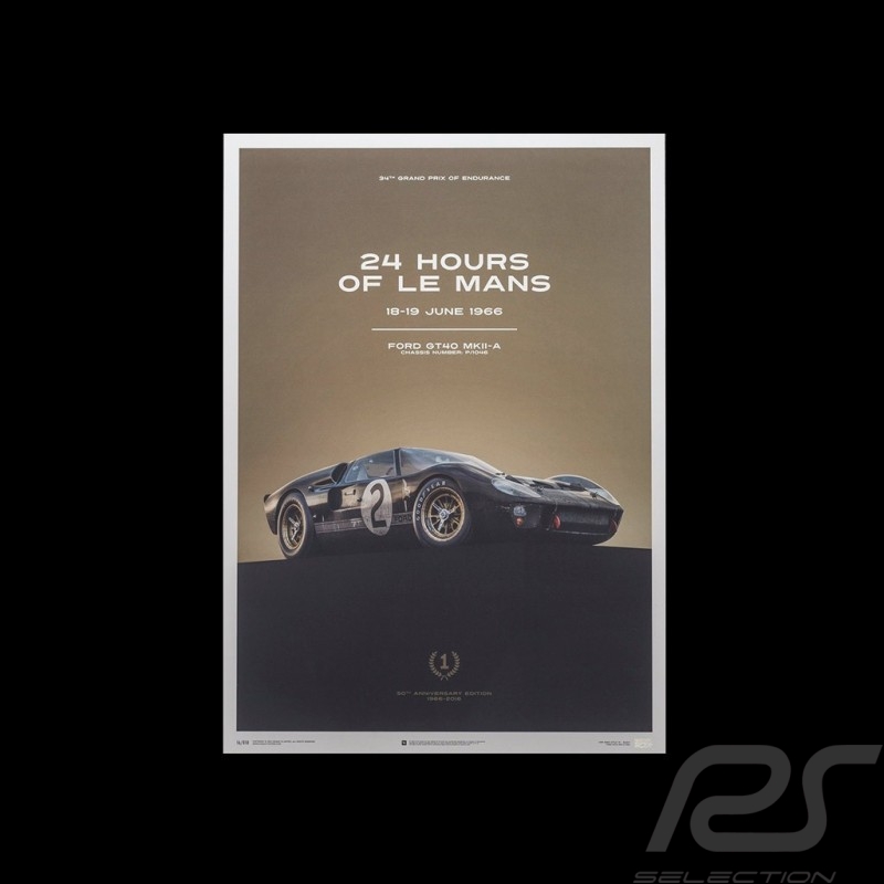 Le Mans Poster Ford GT40 MKII-A 1966 Schwarz