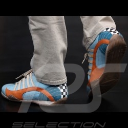 Sneaker / basket shoes style race driver Gulf blue - men