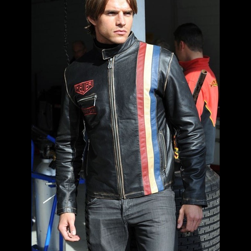 Gulf Jacket black leather vintage racing men