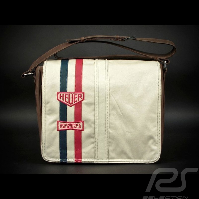 Messenger bag Gulf beige leather / fabric