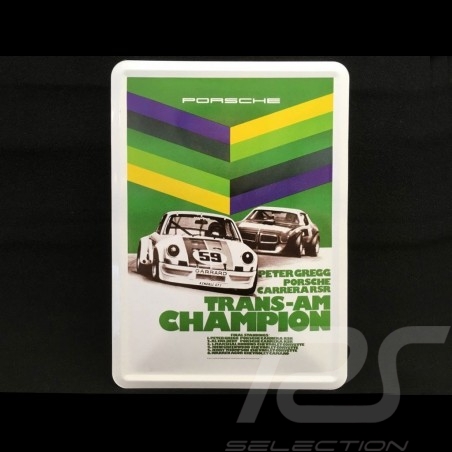 Carte postale Postcard Postkarte Porsche métal avec enveloppe 911 Carrera RSR Brumos Champion Trans Am