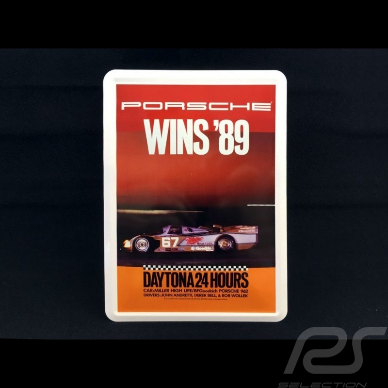 Postcard Porsche metal with envelope Porsche 962 winner 24h Daytona 1989 Postcard Porsche metal with envelope Porsche 962 winner 24h Daytona 1989