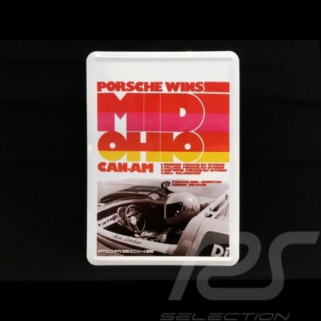 Postcard Porsche metal with envelope Porsche 917 Donohue Mid-Ohio Can Am