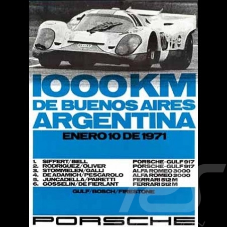 Porsche Poster 917 Gulf 1000 km de Buenos Aires Argentina 1971 - 83
