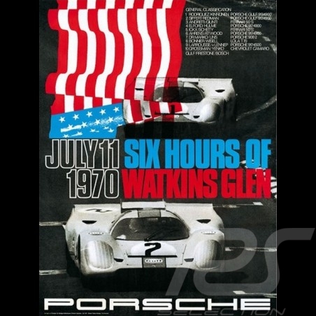 Porsche Poster Affiche Plakat 917 Gulf vainqueur winner Sieger 6h Watking Glen 1970 - 82