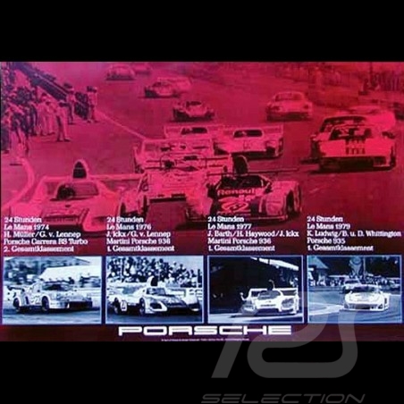 Porsche Poster 4 Le Mans Siege 1974 1976 1977 1979 - 100