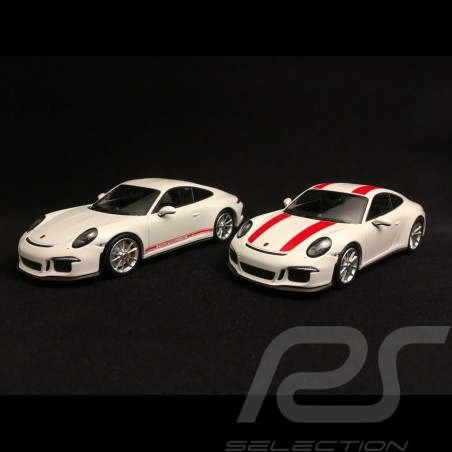 Duo Porsche 911 R type 991 2016 blanche & rouge red & white weiß & rot 1/43 Minichamps 410066220 410066221