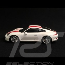 Porsche 911 R type 991 2016 blanc bandes rouges white red stripes weiß rote Streifen 1/43 Minichamps 410066220