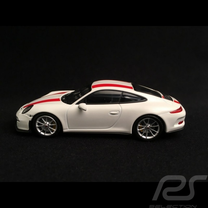 Porsche 911 R type 991 2016 white red stripes 1/43 Minichamps 410066220