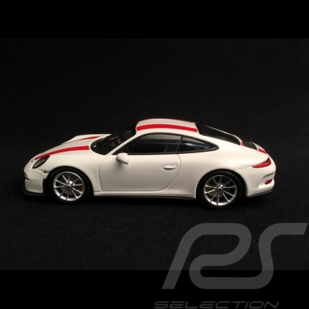 Porsche 911 R type 991 2016 blanc bandes rouges white red stripes weiß rote Streifen 1/43 Minichamps 410066220