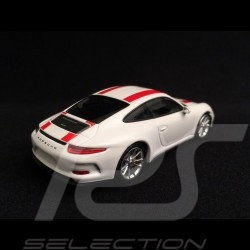 Porsche 911 R type 991 2016 blanc bandes rouges white red stripes weiß rote Streifen 1/43 Minichamps 410066220