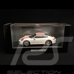 Porsche 911 R type 991 2016 blanc bandes rouges white red stripes weiß rote Streifen 1/43 Minichamps 410066220