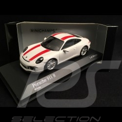 Porsche 911 R type 991 2016 blanc bandes rouges white red stripes weiß rote Streifen 1/43 Minichamps 410066220