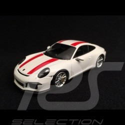 Porsche 911 R type 991 2016 blanc bandes rouges white red stripes weiß rote Streifen 1/43 Minichamps 410066220