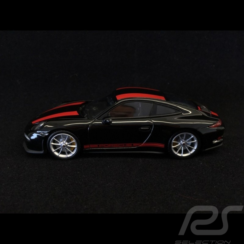 Porsche 911 R type 991 2016 black red stripes 1/43 Minichamps CA04316096