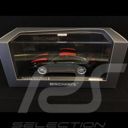 Porsche 911 R type 991 2016 noire bandes rouges black red stripes schwarz rote Streifen 1/43 Minichamps CA04316096