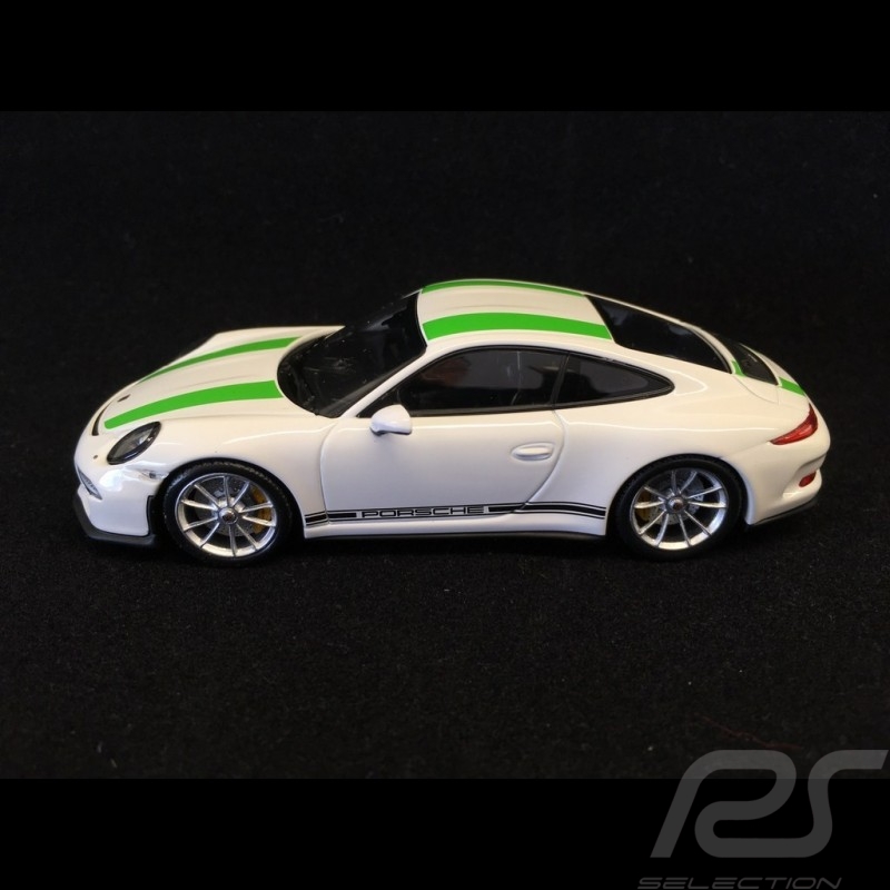 Porsche 911 R type 991 2016 weiß grüne Streifen 1/43 Minichamps CA04316097