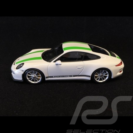 Porsche 911 R type 991 2016 blanc bandes vertes white green stripes weiß grüne Streifen 1/43 Minichamps CA04316097
