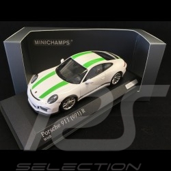Porsche 911 R type 991 2016 blanc bandes vertes white green stripes weiß grüne Streifen 1/43 Minichamps CA04316097