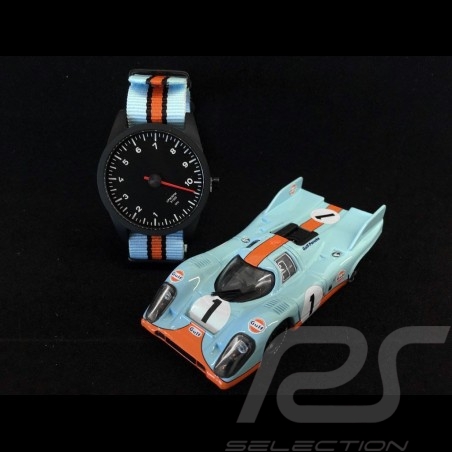 Montre Watch Uhr Porsche 911 compte-tours 10000 trm mono-aiguille bleu Gulf orange et noir Tachometer single-needle Tachometer S