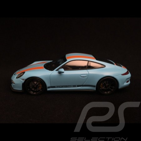 Porsche 911 R type 991 2016 gulfblau orange Streifen 1/43 Minichamps 413066227