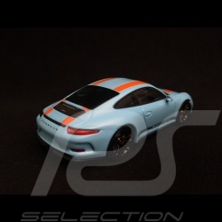 Porsche 911 R type 991 2016 bleu gulf bandes oranges  gulf blue orange stripes gulfblau orange Streifen 1/43 Minichamps 41306622