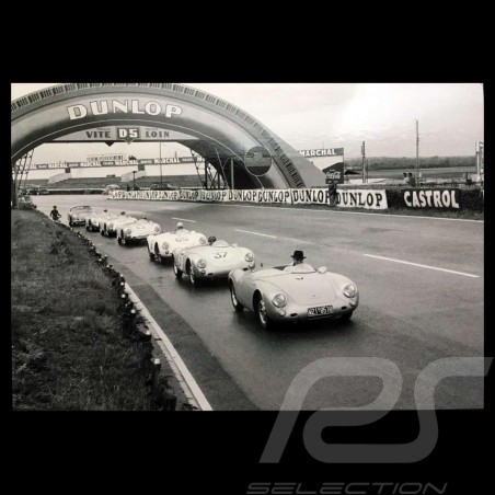 Postkarte Porsche 550 Le Mans 1955 Schwarz-Weiß 10x15 cm