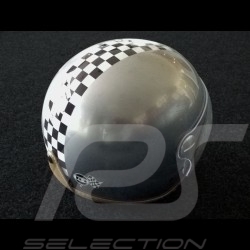Helmet vintage checkered flag steel colour with visor