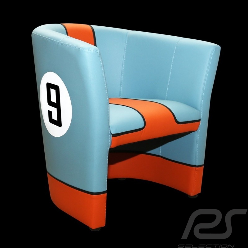 Fauteuil cabriolet Tub chair Tubstuhl Racing Inside n° 9 GT team bleu / orange blue / orange blau / orange