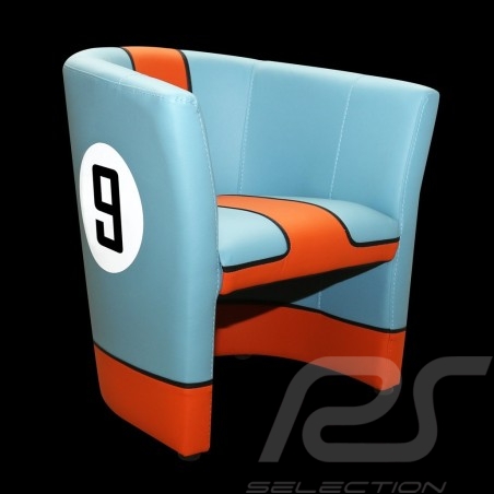 Fauteuil cabriolet Tub chair Tubstuhl Racing Inside n° 9 GT team bleu / orange blue / orange blau / orange