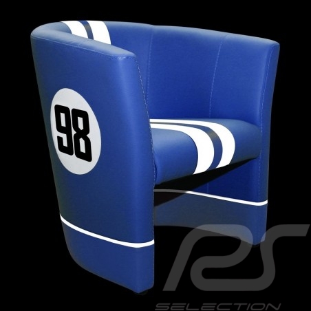 Fauteuil cabriolet Tub chair Tubstuhl Racing Inside n° 98 bleu blue blau Cobra racing / blanc white weiß