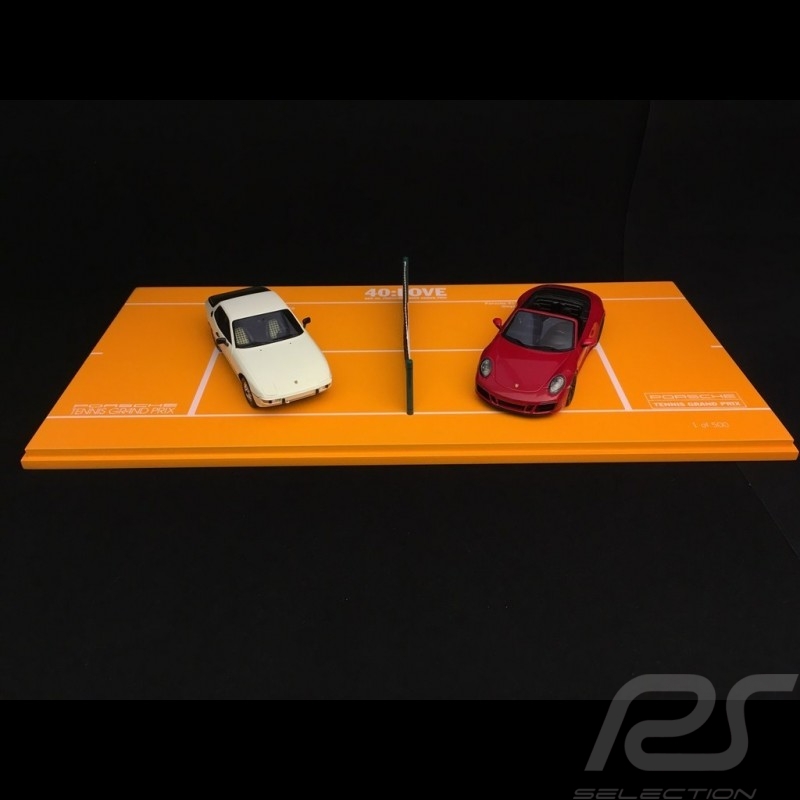 Set 40. Tennis Grand prix Porsche 924 weiß / 991 Carrera 4 Cabriolet rot 1/43 Spark WAX02400001