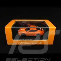 Porsche 911 typ 991 Carrera S Tennis GP Stuttgart 2017 orange weiße Streife 1/87 Spark WAX02300006