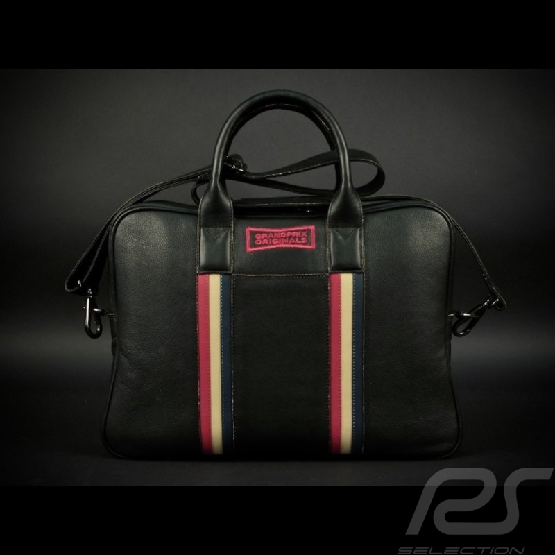 Sac Bag Tasche laptop / ordinateur vintage bandoulière shoulder strap Schultertragegurt cuir noir black leather Scwarze Leder