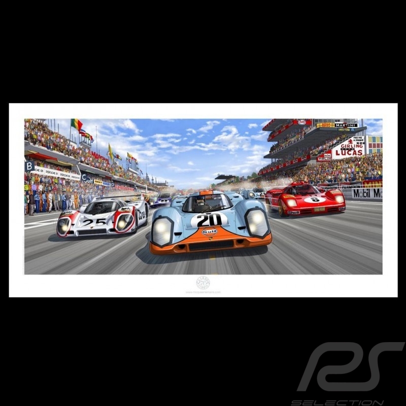 Porsche Poster 917 K n° 20 Gulf Start Le Mans 1970 Steve McQueen