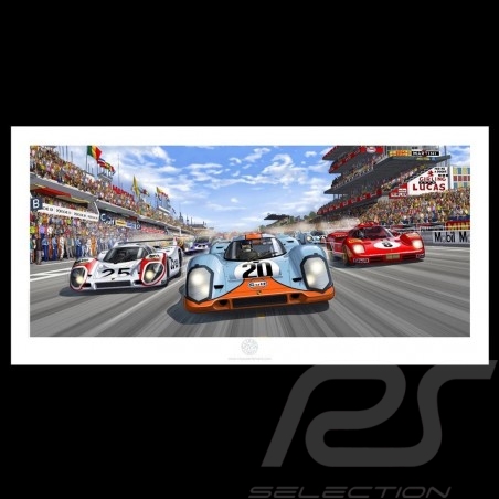 Porsche Poster 917 K n° 20 Gulf départ start  le Mans 1970 Steve McQueen
