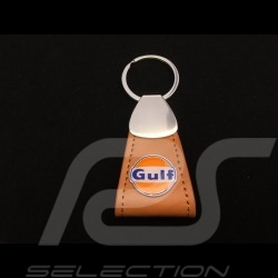 Porte-clés Keyring Schlüsselanhänger Gulf logo cuir leather Leder brun brown braun long