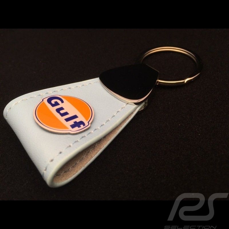 Keyring Gulf logo blue leather long