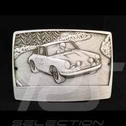 Badge de grille GrillBadge Porsche 911 n° 6 métal gravé engraved metal graviert Metall couleur argent silver silber