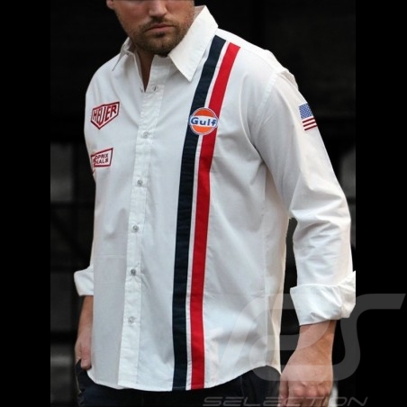 Shirt Gulf Steve McQueen Le Mans white - men