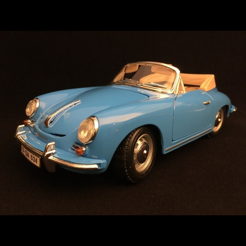 PORSCHE 356 B CABRIOLET 1961 bleu marine capote pliée noire 1