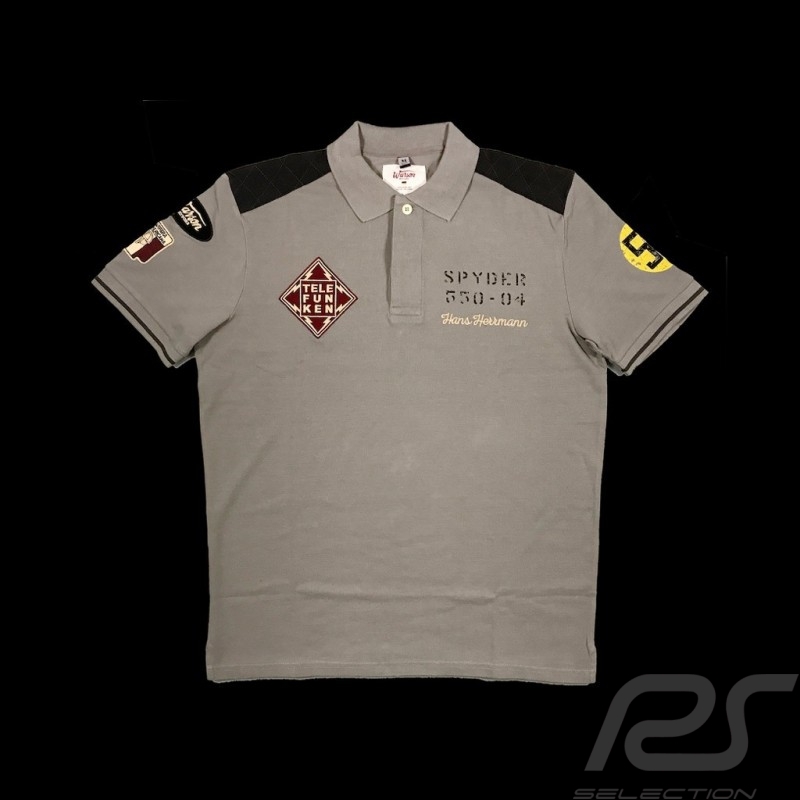 Men's Polo Herrmann n° 55 Carrera Panamericana 1954 grey Fletcher aviation Men's Polo Herrmann n° 55 Carrera Panamericana 1954 grey Fletcher aviation