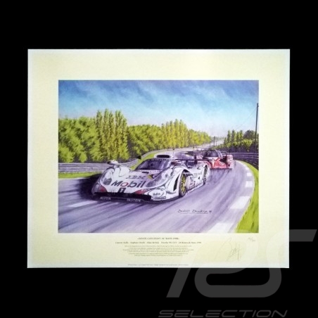 Porsche Poster 911 GT1 n° 26 Mobil 24h du Mans 1998 " Soleil couchant au Mans "