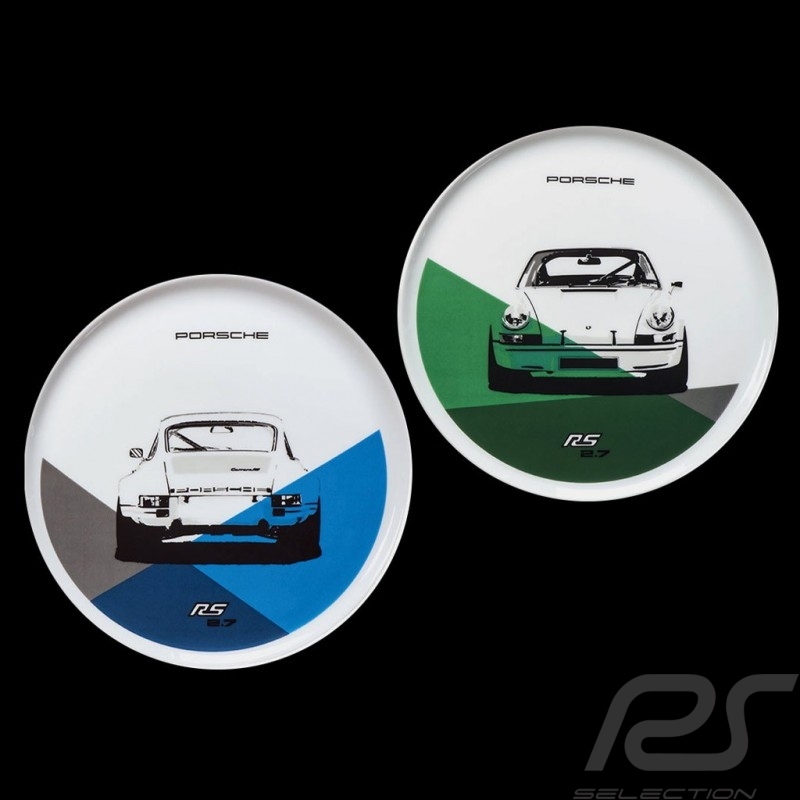 Set of 2 plates Porsche 911 Carrera RS 2.7 N° 2/2 blue green Porsche Design WAP0509580J