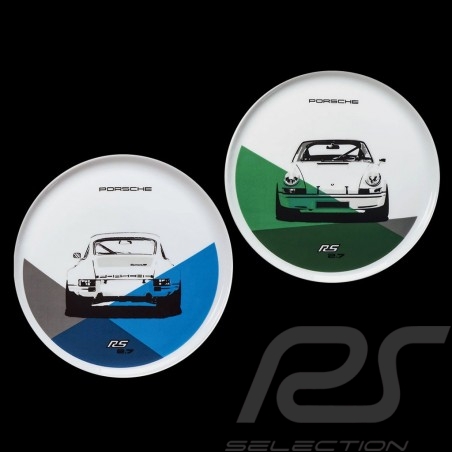 Set of 2 plates Porsche 911 Carrera RS 2.7 N° 2/2 blue green Porsche Design WAP0509580J
