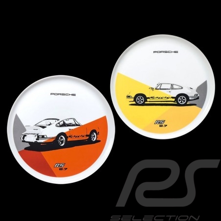Set de 2 assiettes plates Teller Porsche 911 Carrera RS 2.7 N° 1/2 orange jaune yellow gelb Porsche Design WAP0509570J