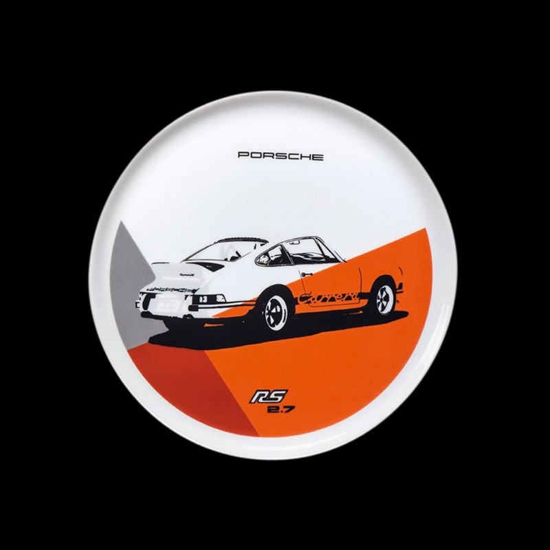 Set of 2 dessert plates Porsche 911 Carrera RS 2.7 N° 1/2 orange