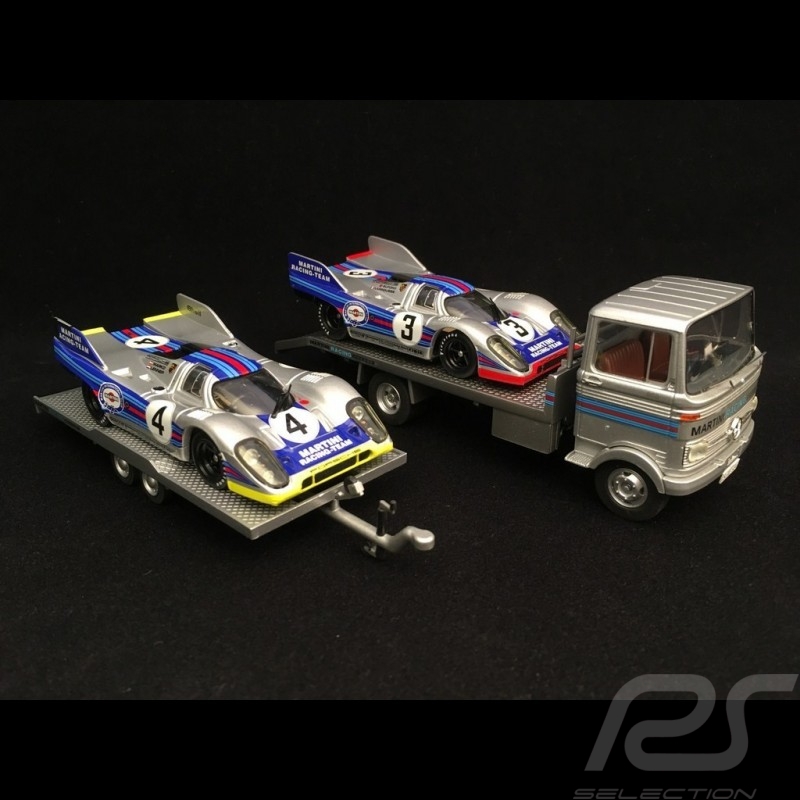 Mercedes Benz LP608 Plateau Transporteur avec remorque Porsche Martini racing gris argent sliver grey silbergrau 1/43 Premium Cl
